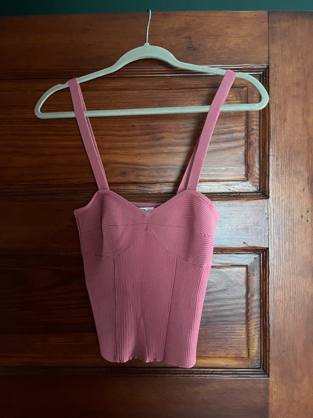 BB Dakota Ribbed Rose Pink Bustier Tank Top